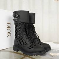 DIOR女鞋 迪奧2021專櫃新款網狀鏤空靴 Dior綁帶中靴  naq1463