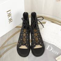 DIOR女鞋 迪奧2021專櫃新款網狀鏤空靴 Dior綁帶涼靴  naq1464