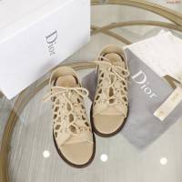 DIOR女鞋 迪奧2021專櫃新款網狀鏤空拖鞋 Dior綁帶涼鞋  naq1466