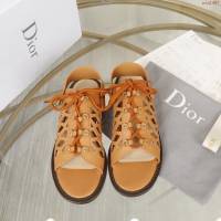 DIOR女鞋 迪奧2021專櫃新款網狀鏤空拖鞋 Dior綁帶涼鞋  naq1467