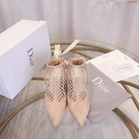 DIOR女鞋 迪奧2021專櫃新款高跟尖頭涼鞋 Dior網狀鏤空靴  naq1469