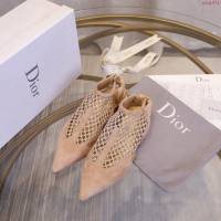DIOR女鞋 迪奧2021專櫃新款平底尖頭涼鞋 Dior網狀鏤空靴  naq1471