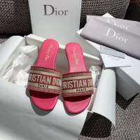 DIOR女鞋 迪奧2021專櫃新款磨砂新大底涼拖 Dior一字型刺繡平拖  naq1493