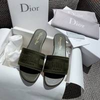 DIOR女鞋 迪奧2021專櫃新款磨砂新大底涼拖 Dior一字型刺繡平拖  naq1494