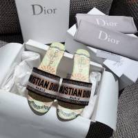 DIOR女鞋 迪奧2021專櫃新款磨砂新大底涼拖 Dior一字型刺繡平拖  naq1499