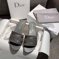 DIOR女鞋 迪奧2021專櫃新款磨砂新大底涼拖 Dior一字型刺繡平拖  naq1503