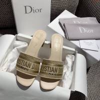 DIOR女鞋 迪奧2021專櫃新款磨砂新大底涼拖 Dior一字型刺繡平拖  naq1506