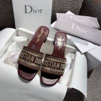 DIOR女鞋 迪奧2021專櫃新款磨砂新大底涼拖 Dior一字型刺繡平拖  naq1512