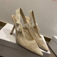 DIOR女鞋 迪奧2021專櫃新款J’ADIOR織帶鏤空尖頭涼鞋 Dior網狀露跟涼鞋  naq1519