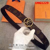 路易威登LV Monogram帆布 圓形LV logo 男士皮帶 LHG1229