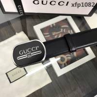 GUCCI古馳 官網新款 正品規格 原單品質  休閒商務 橢圓磨膠板扣 小牛皮男士皮帶  xfp1082