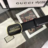 GUCCI古馳 官網新款 正品規格 原單品質  休閒商務 橢圓磨膠板扣 小牛皮男士皮帶  xfp1083