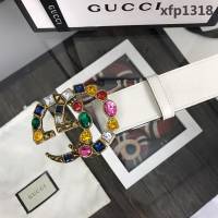 GUCCI古馳 官網新款 正品規格 原單品質 雙面進口頭層對版定制皮料 彩色寶石復古金GG扣 時尚百搭款皮帶  xfp1318