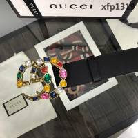 GUCCI古馳 官網新款 正品規格 原單品質 雙面進口頭層對版定制皮料 彩色寶石復古金GG扣 時尚百搭款皮帶  xfp1319