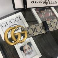 GUCCI古馳 官網經典款 原單品質 專櫃PVC提花面料 變色磨砂底 原單復古金GG扣 男士皮帶  xfp1449