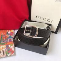 Gucci皮帶 古馳GG原廠經典版紋 Gucci牛皮腰帶 男女同款  xfp2149