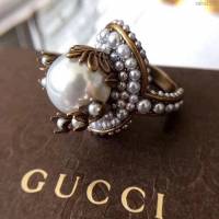 GUCCi飾品 爆款古馳珍珠戒指 Gucci復古珍珠藤蔓花瓣戒指  zgbq1125