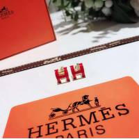 Hermes首飾品 愛馬仕s925純銀耳環 Hermes經典大號H琺瑯橢圓耳釘  zgh1513