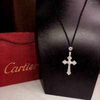 Cartier飾品 卡地亞十字架型項鏈 Cartier鑲鑽項鏈  zgk1241