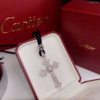 Cartier飾品 卡地亞十字架型項鏈 Cartier鑲鑽項鏈  zgk1242