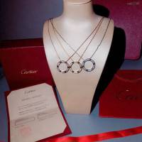 Cartier飾品 卡地亞LOVE系列 光面滿鑽版大餅項鏈 雙面可佩戴  zgk1246