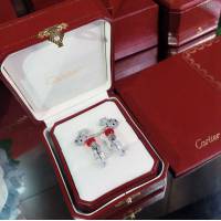 Cartier飾品 卡地亞時尚滿鑽斑點豹圓環瑪瑙流蘇晶鑽耳釘 Cartier爆款耳環  zgk1289