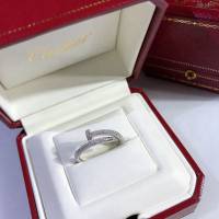 Cartier飾品 卡地亞925純銀 Cartier釘子 滿鑽戒指  zgk1298