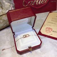 Cartier飾品 卡地亞LOVE系列 s925銀鍍金 螺絲印雙環手鏈  zgk1303