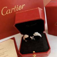 Cartier飾品 進口s925純銀 卡地亞豹子系列 滿鑽 窄版 豹子開口戒指  zgk1318