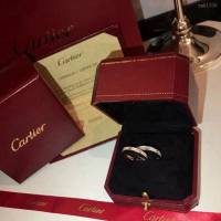 Cartier首飾品 卡地亞新版 原單滿天星 高端925純銀高碳鑽 窄版滿鑽戒指  zgk1336