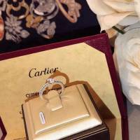 Cartier首飾 高端925純銀高碳鑽 卡地亞四爪滿鑽戒指 情侶款  zgk1338