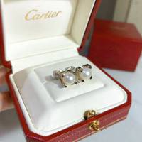 Cartier首飾 卡地亞牛角天然珍珠耳釘 Cartier耳環  zgk1371