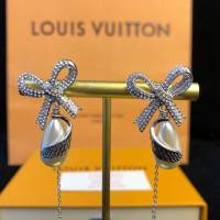 Louis Vuitton新款飾品 路易威登經典蝴蝶結耳釘 LV滿鑽珍珠鏈條耳吊耳環  zglv2043