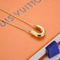 Louis Vuitton新款飾品 路易威登字母U項鏈 LV簡約金色字母鎖骨鏈  zglv2201