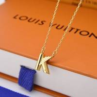 Louis Vuitton新款飾品 路易威登字母K項鏈 LV簡約字母金色可調節鎖骨鏈  zglv2229