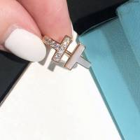 Tiffany純銀飾品 蒂芙尼女士專櫃爆款白貝不對稱開口雙t925純銀戒指  zgt1606