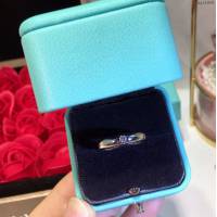 Tiffany純銀飾品 蒂芙尼情侶款專櫃爆款925純銀鍍三層鉑金鑲嵌進口鑽戒指  zgt1608
