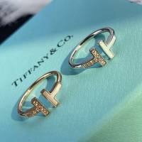 Tiffany飾品 蒂芙尼女士專櫃爆款T Square貝母鑽雙t戒指  zgt1670