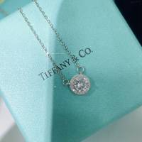 Tiffany純銀飾品 蒂芙尼女士專櫃爆款925純銀單鑽圓形雙面項鏈  zgt1671