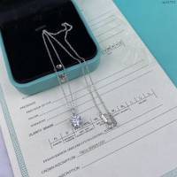 Tiffany純銀飾品 蒂芙尼女士專櫃爆款925純銀電鍍18k鉑金六爪高碳鑽項鏈  zgt1701