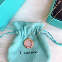 Tiffany純銀飾品 蒂芙尼女士專櫃爆款雙t圓圈粉貝項鏈 Tiffany純銀鎖骨鏈  zgt1741