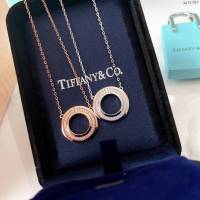 Tiffany純銀飾品 蒂芙尼女士專櫃爆款T two圓圈滿鑽雙T項鏈 Tiffany純銀鎖骨鏈  zgt1767
