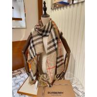 Burberry新款金屬感專屬標誌格紋圍巾 羊毛和絲質混紡 巴寶莉2021新款圍巾  mmj1032