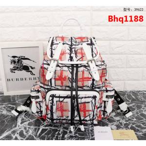 BURBERRY巴寶莉 The Rucksack印花帆布拼皮革 軍旅背包 時尚雙肩包 Burberry字母印花徽標 39622  Bhq1188