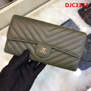 CHANEL香奈兒 古巴CU系列 cf長款錢包 進口鹿紋牛皮v格紋 復古鎏金扣 80758  DJC3174