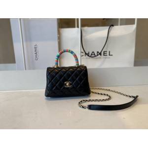 Chanel女包 香奈兒專櫃最新款彩虹手柄口蓋包 Chanel經典款女士手提包 2215  djc4086