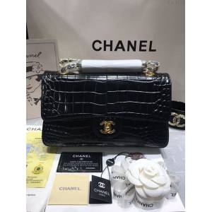 Chanel女包 香奈兒CF小牛皮壓花鱷魚紋單肩鏈條女包 Chanel經典時尚口蓋包 A01112  djc4178