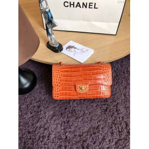 Chanel女包 香奈兒CF小牛皮壓花鱷魚紋單肩鏈條女包 Chanel經典時尚口蓋包 A01112  djc4179