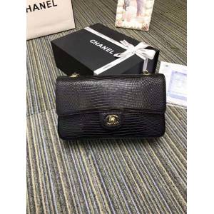 Chanel女包 香奈兒專櫃最新款CF女包 Chanel經典款小牛皮壓花蜥蜴紋時尚單肩鏈條口蓋包 A01112  djc4285