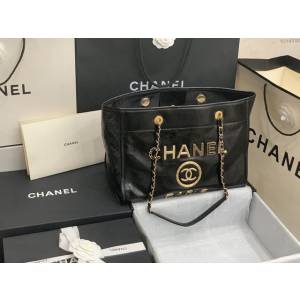 Chanel女包 香奈兒專櫃最新款小號購物袋 Chanel臘牛皮購物袋 8376  djc4338